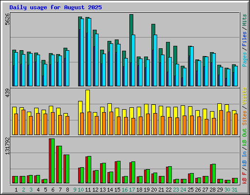 Daily usage for August 2025